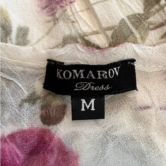 New Komarov Sleeveless Dress in Cream w/Pink Purple Floral Print Size Small/Med - Picture 6 of 10